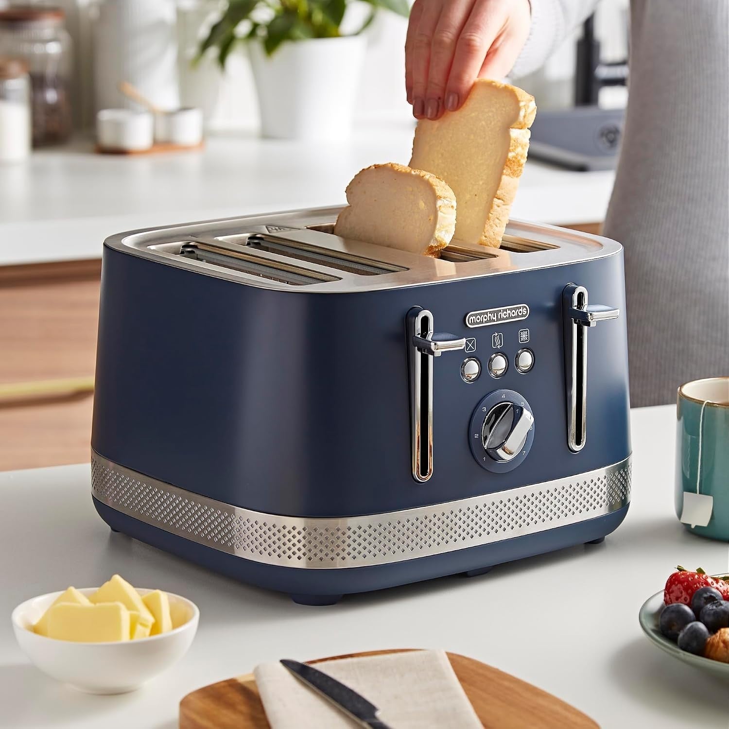 Morphy Richards Illumination Navy Peony 1.7L Jug Kettle & 4 Slice Toaster Set7