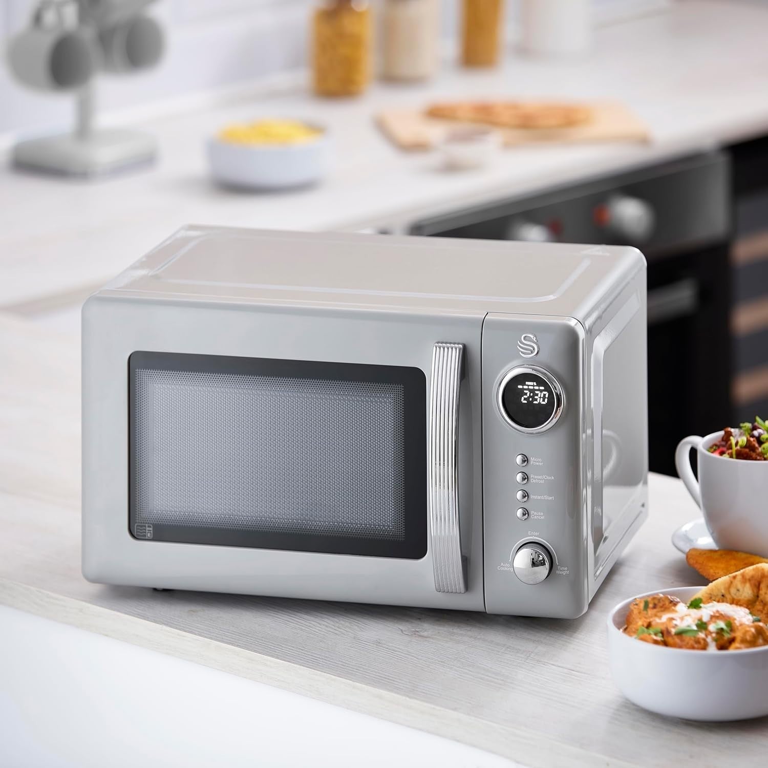 Swan Retro Revive Grey Microwave 20L 800W Digital Microwave SM4425GRY3