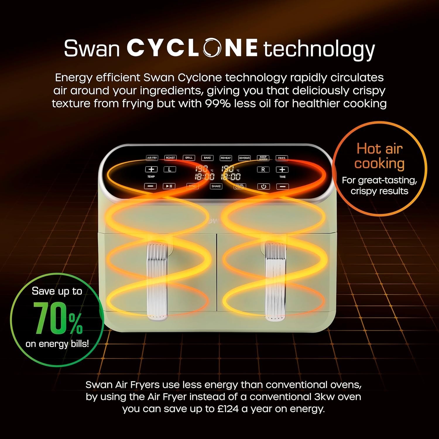 SWAN Retro Revive Green Kettle Toaster Dual Basket Air Fryer & Slow Cooker Set15