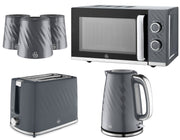 Swan Windsor Grey Kettle Toaster Microwave Canisters Kitchen Bundle Set0