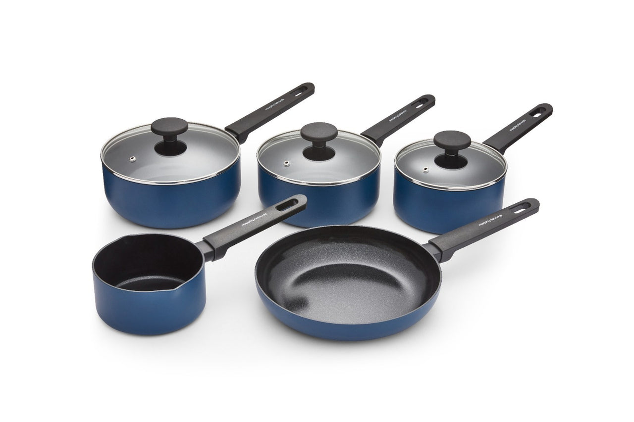 Morphy Richards 5 Piece Pan Set Blue Recycled Aluminium Cookware Set 8590020
