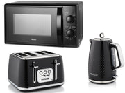 Swan Elegance 1.7L 3KW Kettle, 4 Slice Toaster & 700W 20L Manual Microwave Matching Set in Black