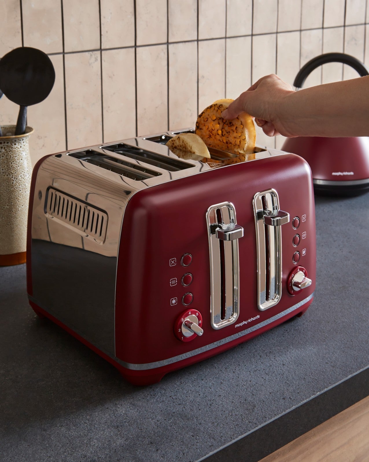Morphy Richards Accents Rhubarb Kettle & 4 Slice Toaster Bundle Limited Edition18
