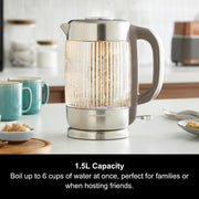 Morphy Richards Lantern Amber Glass 1.5L 3KW Ribbed Jug Kettle1