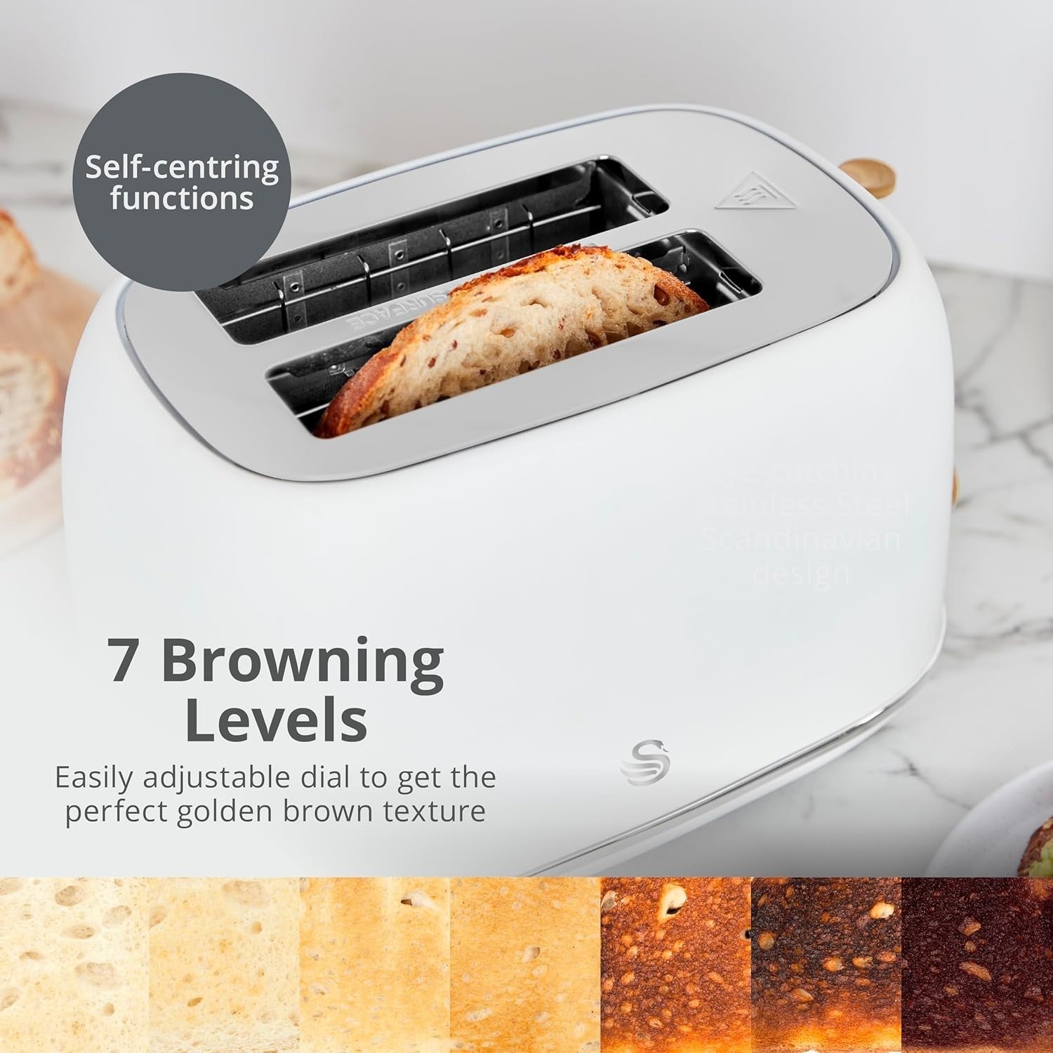 Swan Fjord White Jug Kettle 2 Slice Toaster plus Nordic Microwave Kitchen Set7