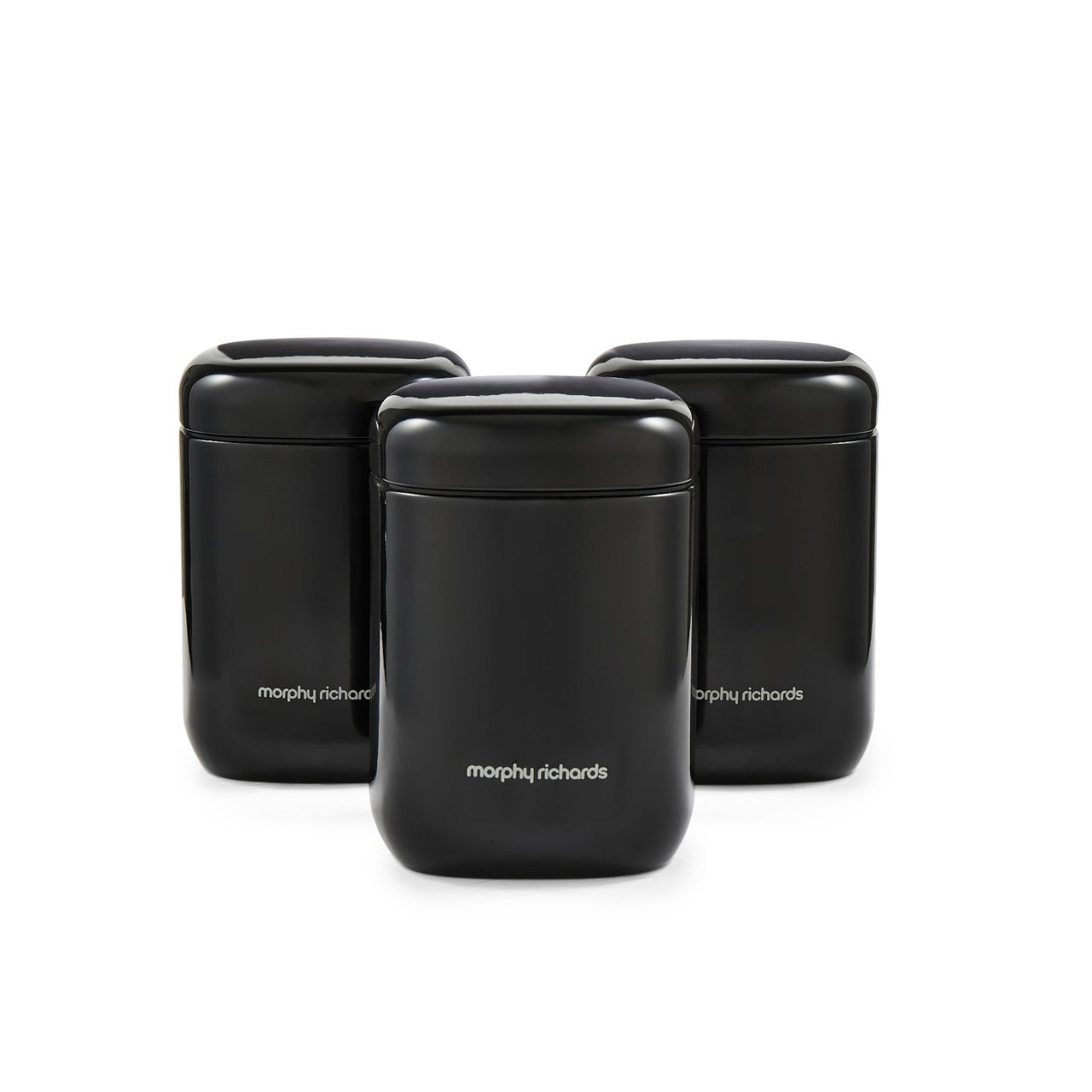 Morphy Richards Tea Coffee Sugar Kitchen Storage Canisters Set of 3 in Black0