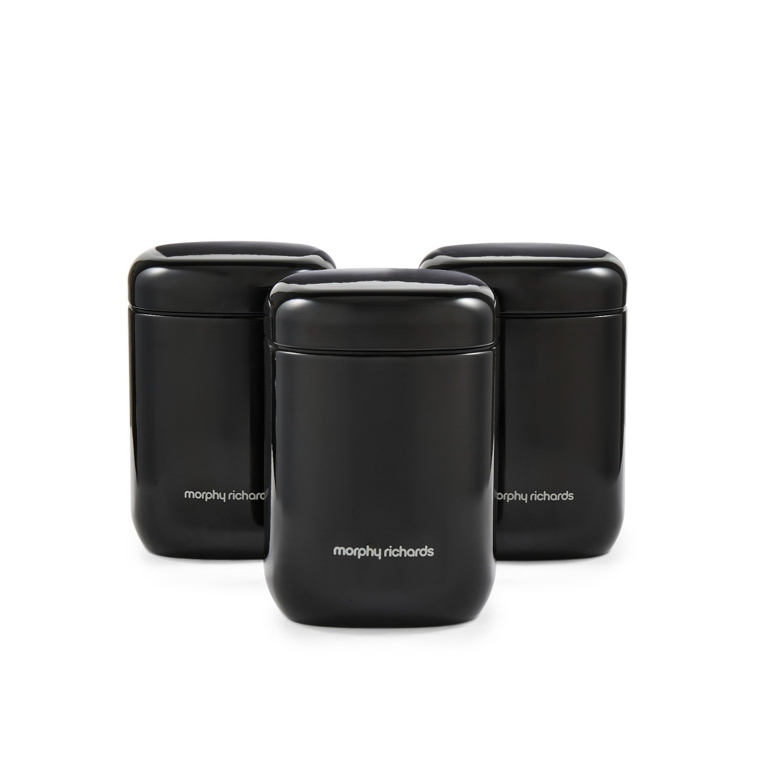 Morphy Richards Tea Coffee Sugar Kitchen Storage Canisters Set of 3 in Black0