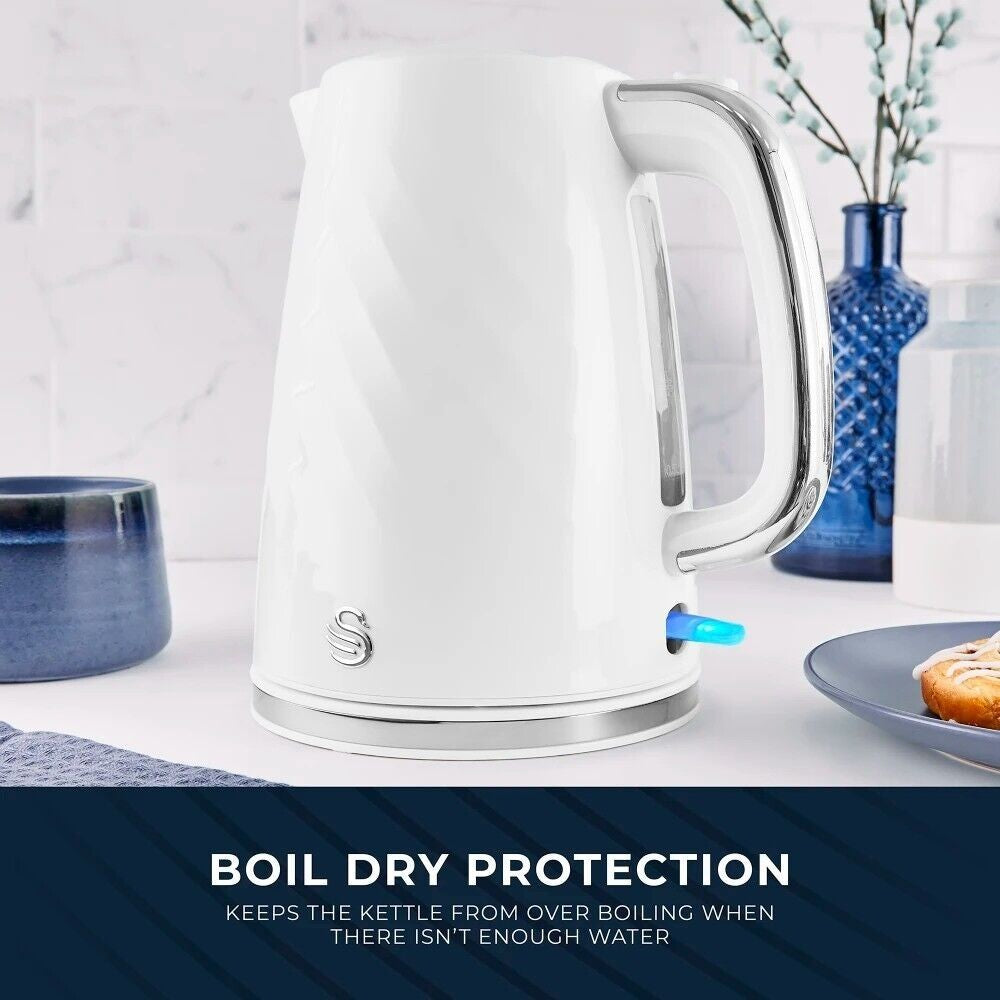 Swan Windsor White Kettle Toaster Microwave Breadbin Canisters Kitchen Bundle17