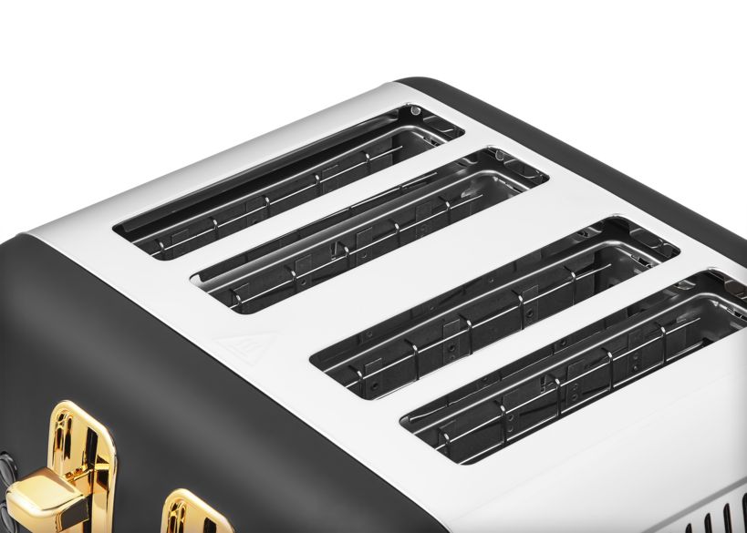 Morphy Richards Accents Black & Gold 1.5L 3KW Pyramid Kettle & 4 Slice Toaster. Classic Design Kettle & Toaster Matching Set with Modern Features