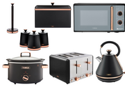 Tower Cavaletto Black Kettle Toaster Microwave Slow Cooker & Kitchen Storage Set0