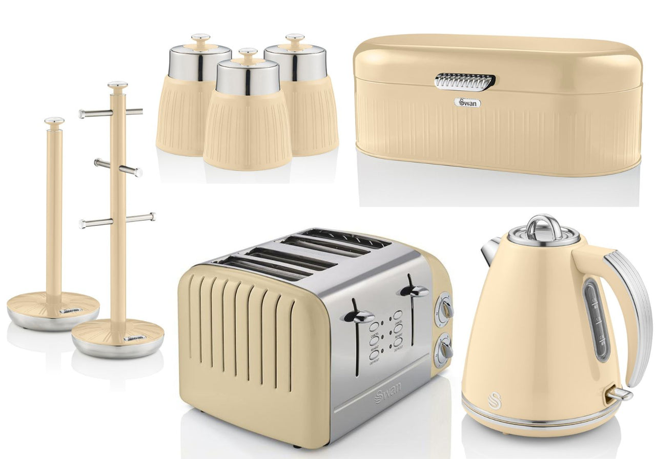 Swan Retro Cream Jug Kettle Toaster Bread Bin Canisters Mug Tree Towel Pole