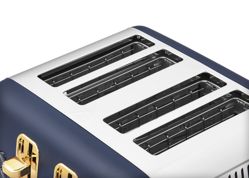 Morphy Richards Accents Navy & Gold 1.5L 3KW Pyramid Kettle & 4 Slice Toaster.  Classic Design Kettle & Toaster Matching Set with Modern Features