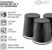 Tower Sonar Black Kettle Toaster Microwave Bread Bin Canisters Kitchen Set17