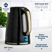 Swan Windsor Kettle and 2 Slice Toaster Set in Black and Gun Metal Brass3