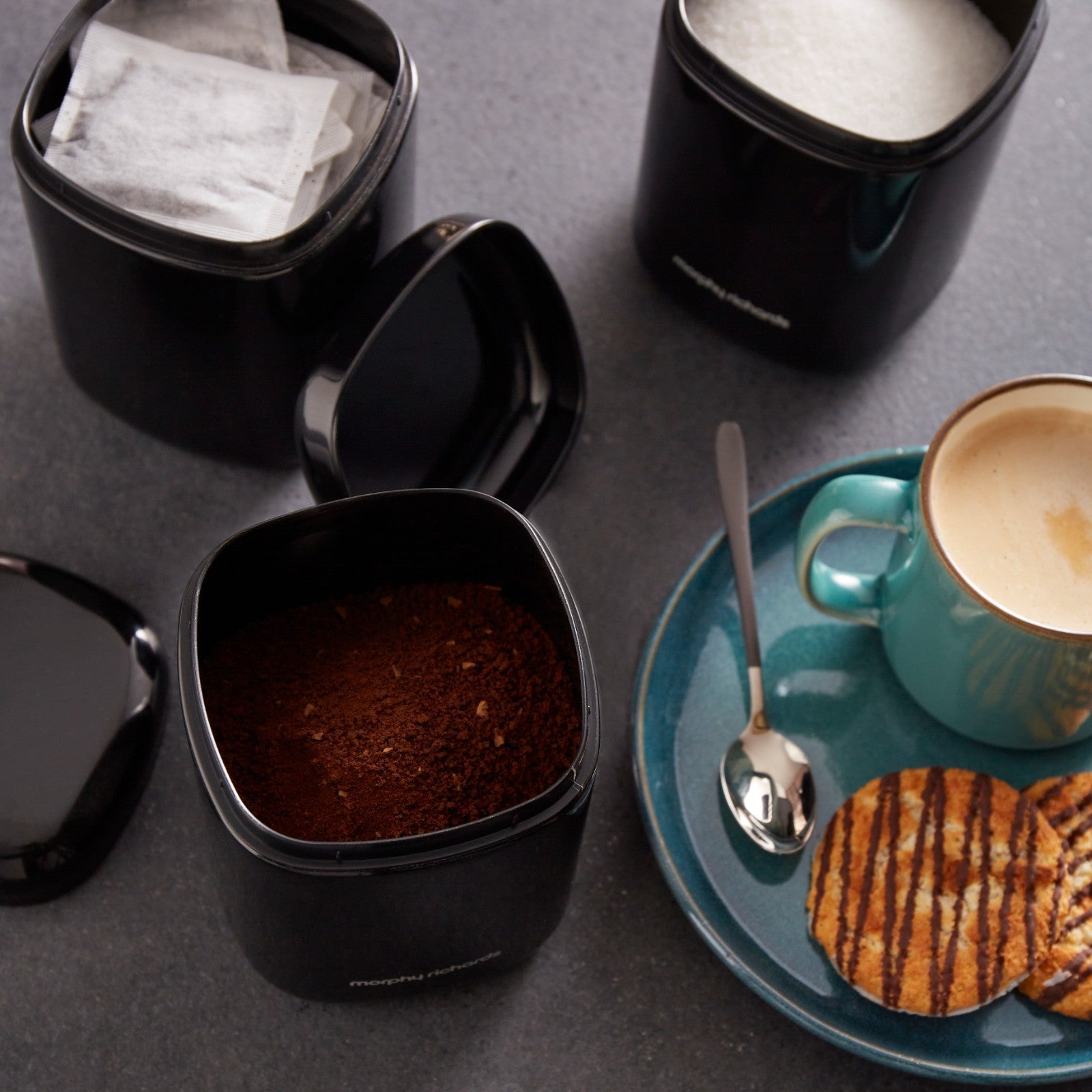 Morphy Richards Compact Bread Bin & Canisters Kitchen Storage Bundle 9511257