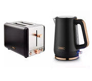 Tower Cavaletto Kettle & 2 Slice Toaster Set Black Rose Gold0