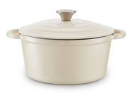 Barbary & Oak 24cm Casserole Dish Cast Iron in Camembert Cream with 25 year Guarantee
