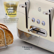 Swan Retro Revive Cream Stovetop Kettle Toaster Microwave Kitchen Bundle Set8