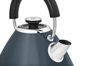 Morphy Richards Venture Retro Basalt 1.5L 3KW Pyramid Kettle & 4 Slice Toaster. Elegant Matching Retro Style Set in Grey/Blue Colour