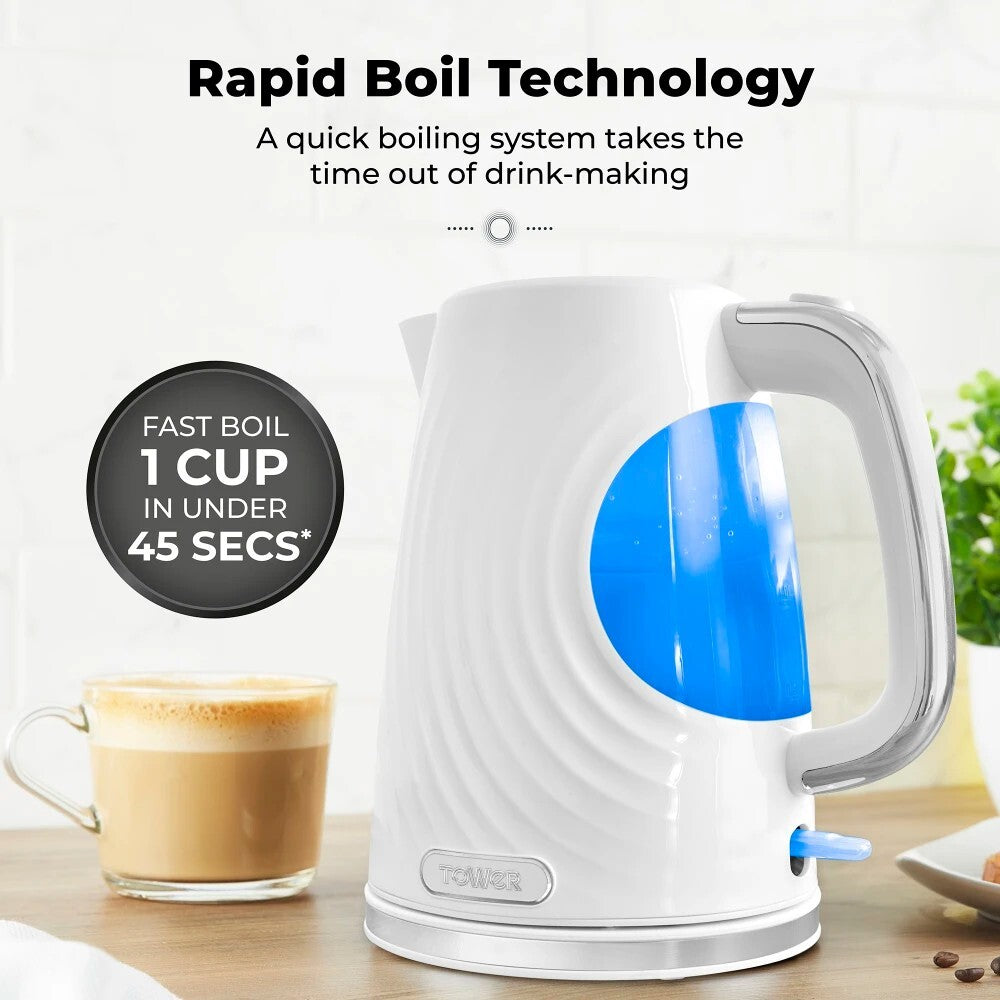 Tower Sonar White Kettle 2 Slice Toaster & 800W 20L Digital Microwave T24045WHT1