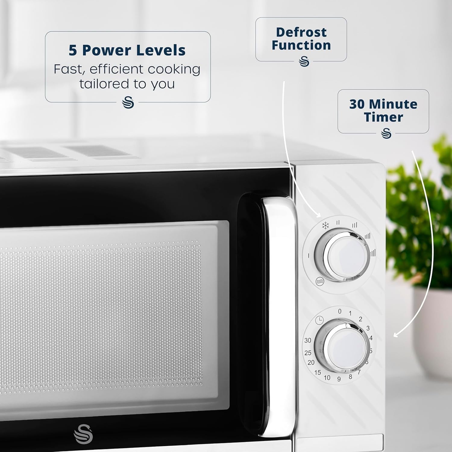 Swan Windsor White Kettle Toaster Microwave Breadbin Canisters Kitchen Bundle8