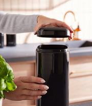 Morphy Richards Equip Black Large Roll Front Bread Bin & Large Storage Canisters5