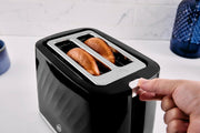 Swan Windsor Black Kettle Toaster Microwave Set Textured Finish Chrome Accents14