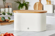 Swan Fjord White Jug Kettle Toaster plus Nordic Microwave Breadbin Canisters Set4