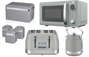 Swan Retro Revive Grey Stovetop Kettle Toaster Microwave Breadbin Canisters Set0