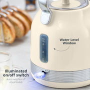 Swan Retro Revive Cream Stovetop Kettle 2 Slice Toaster Microwave Bundle Set8