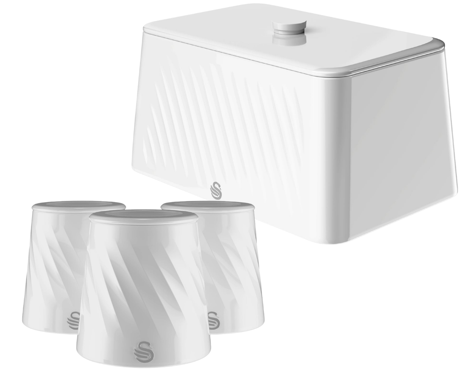 Swan Windsor White Breadbin and Canisters Matching Kitchen Storage Set0