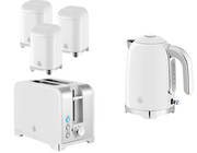 Swan Solace White Kettle Toaster and Canisters Matching Kitchen Set Chtome Trim0