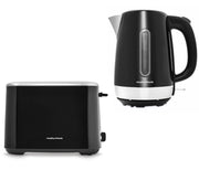 Morphy Richards Equip Black Jug Kettle & 2 Slice Toaster Modern Matching Set