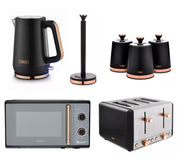 Tower Cavaletto Kettle, 4 Slice Toaster, Canisters, Towel Pole & Microwave Black0