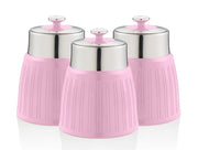 Swan Retro Pink Tea, Coffee & Sugar Canisters New Set of 3 Kitchen Storage Set
