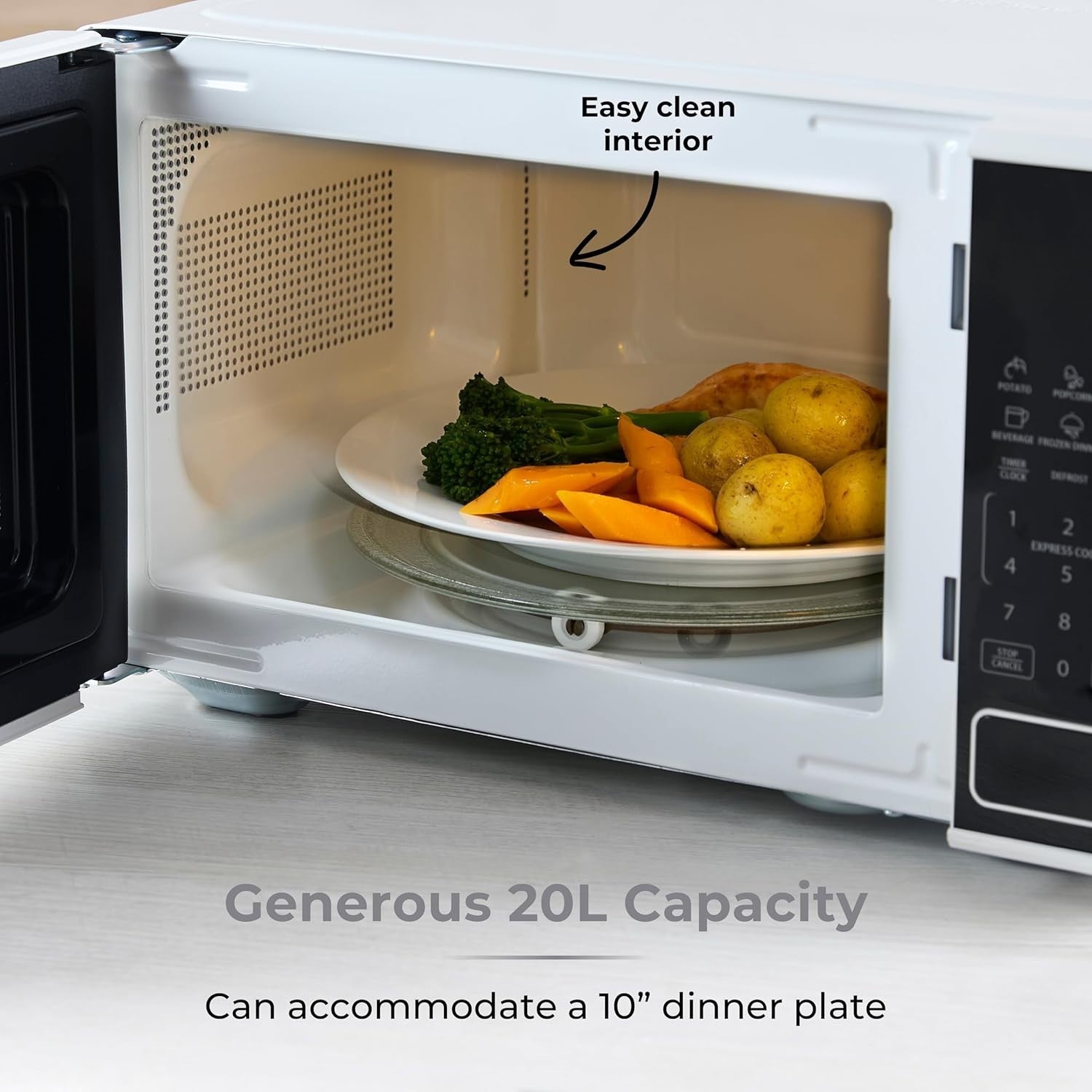 Tower Microwave White 20L 800W Digital 11 Power Levels 6 Auto Cook T24045WHT2