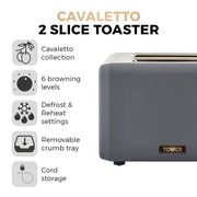 Tower Cavaletto Grey Jug Kettle 2 Slice Toaster & Canisters Matching Kitchen Set12