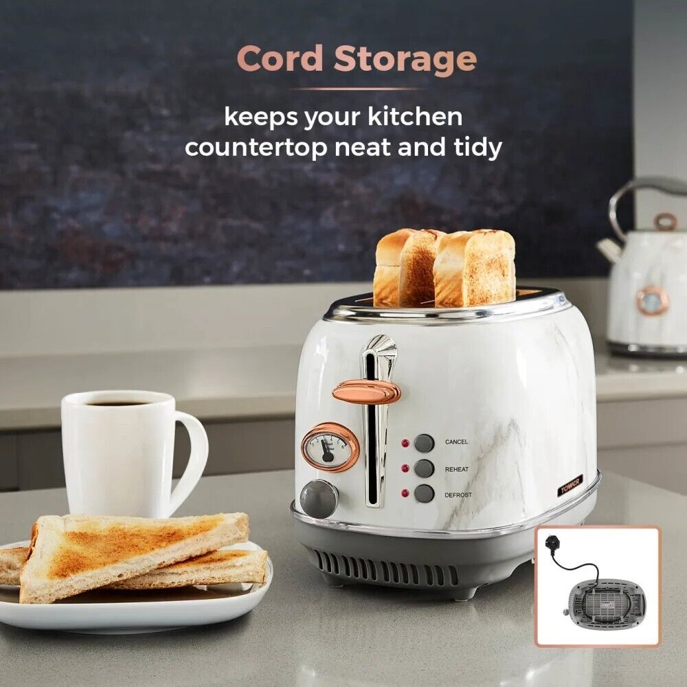 Marble Tower Toaster White And Rose Gold Tower Bottega Kettle