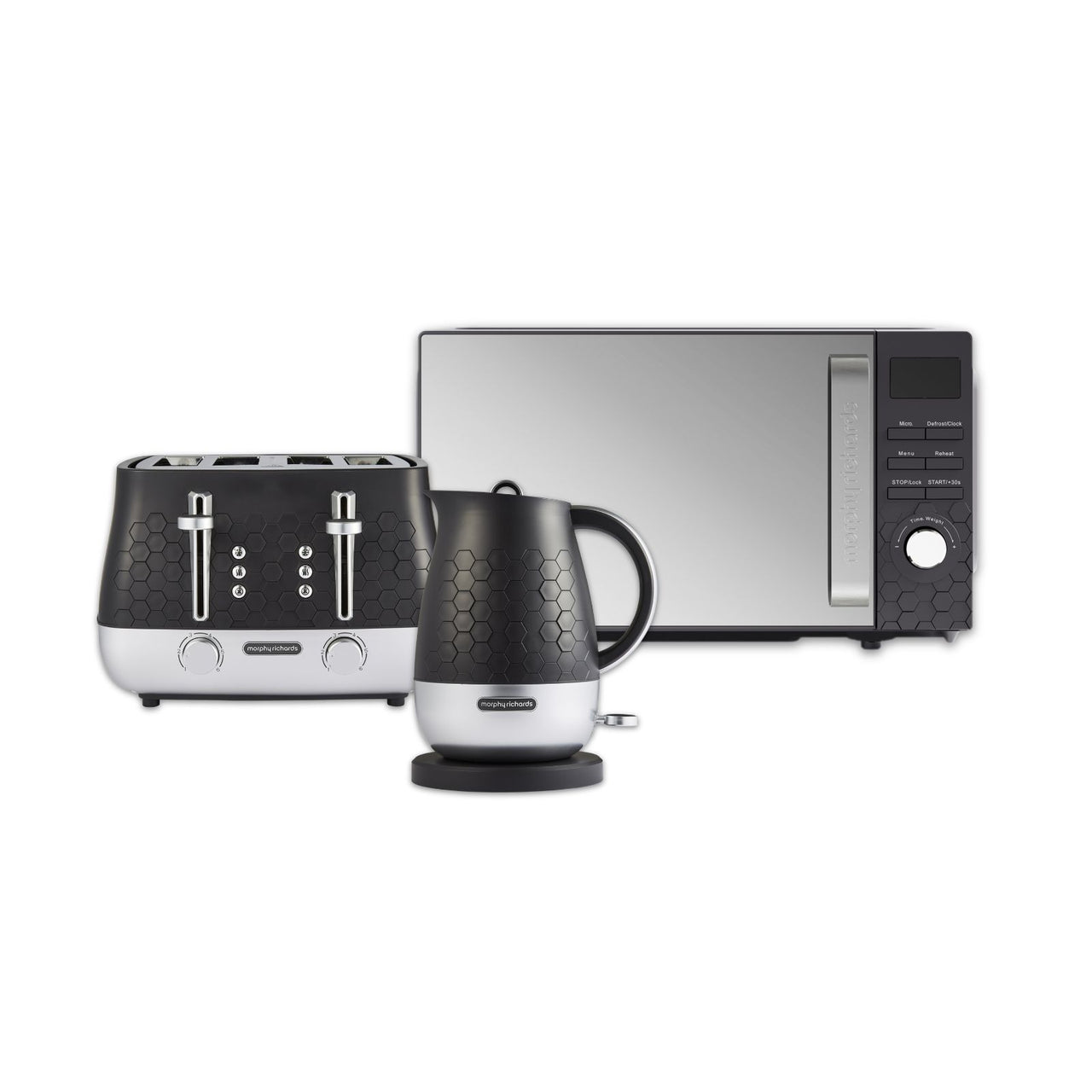 Morphy Richards Cassini Kettle Toaster Microwave Black Matching Kitchen Bundle0