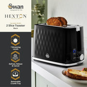 Swan Hexton Black Kettle, 2 Slice Toaster and 20L 800W Microwave Kitchen Set2