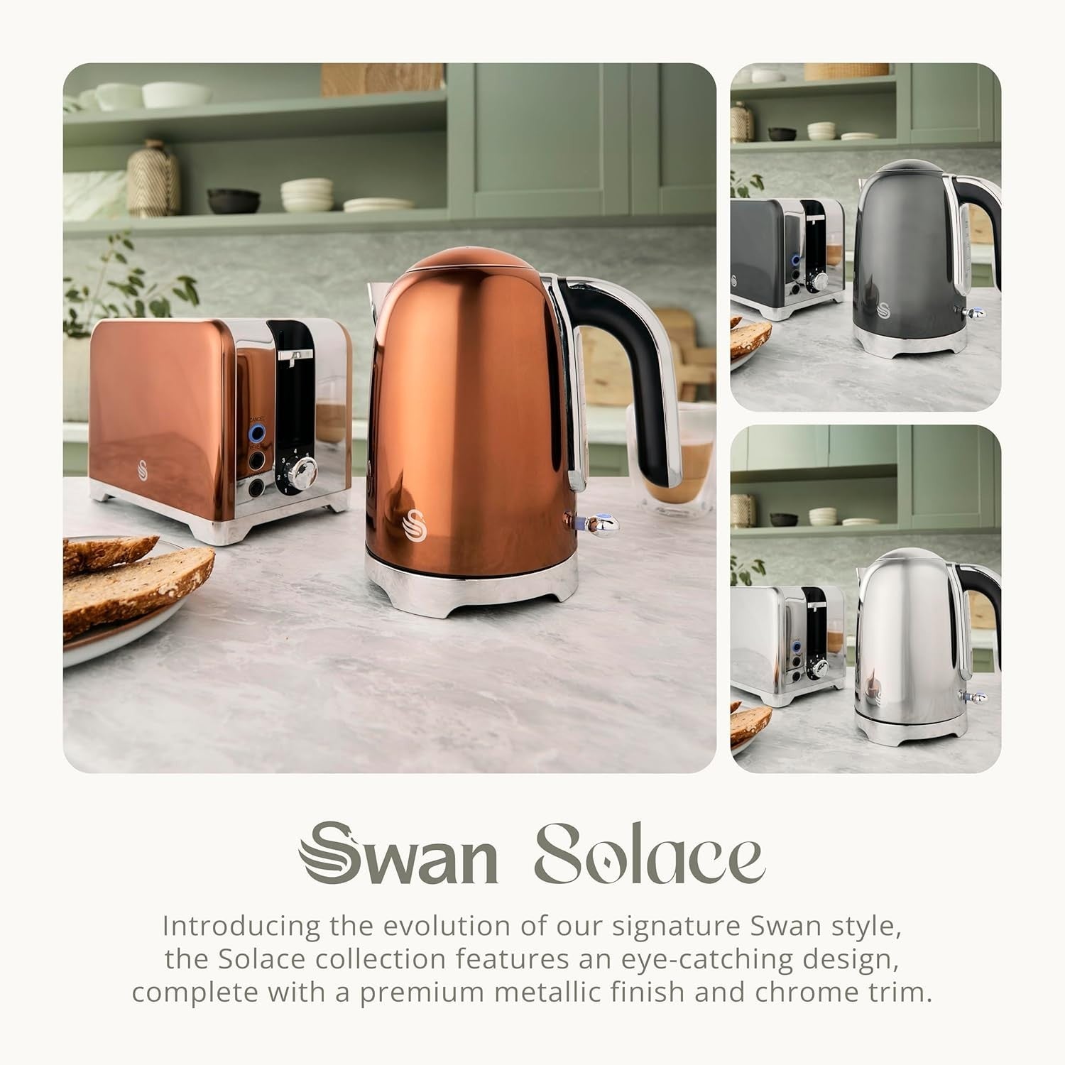 Swan Solace Copper 1.7L Kettle Rapid Boil High Gloss Finish & Chrome Trim2