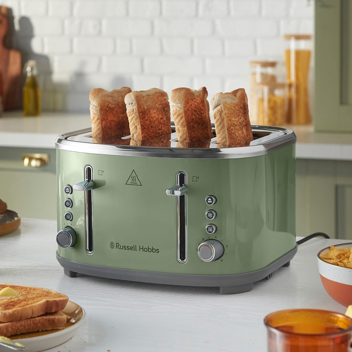 Russell Toaster Russell Hobbs Stylevia Sage 4 Slice Toaster - Sage Green Toaster 26294