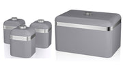SWAN Retro Grey Breadbin Canisters Matching Kitchen Storage Set