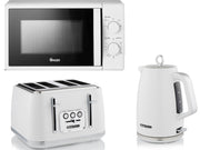 Swan Elegance White 1.7L 3KW Kettle, 4 Slice Toaster & 700W 20L Manual Microwave Matching Set
