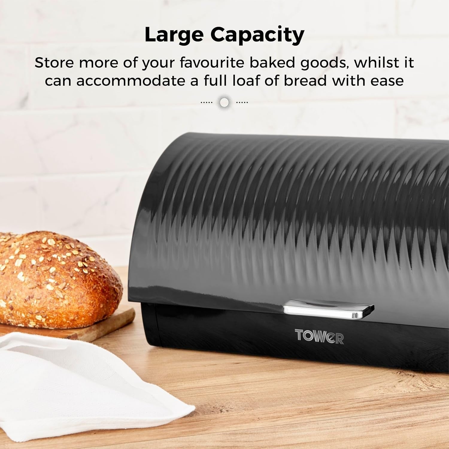 Tower Sonar Black Kitchen Set Kettle Toaster Microwave Bread Bin Canisters Set3