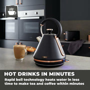 Tower Cavaletto Black Kettle Toaster Microwave Slow Cooker & Kitchen Storage Set6