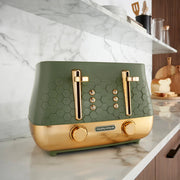 Morphy Richards Cassini 4 Slice Toaster Olivine Green & Gold 2430229
