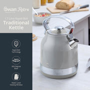 Swan Retro Revive Grey Stovetop Design Kettle 2 Slice Toaster Microwave Bundle1