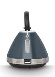 Morphy Richards Venture Retro Basalt 1.5L 3KW Pyramid Kettle & 4 Slice Toaster. Elegant Matching Retro Style Set in Grey/Blue Colour