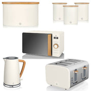 Swan Nordic White Kettle 4 Slice Toaster Microwave Breadbin Canisters KItchen